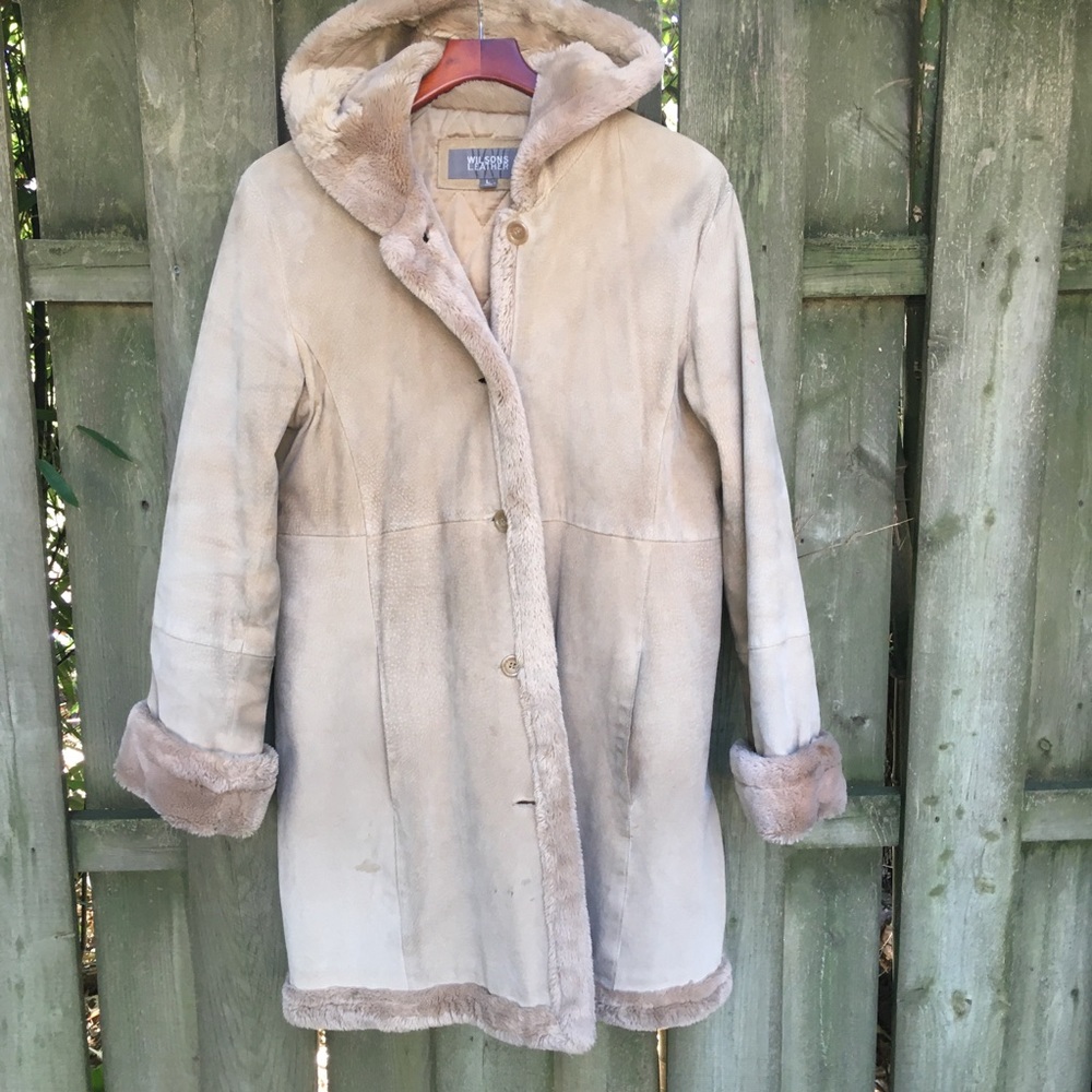 Vintage Wilson’s Leather Nubuck Leather Hooded Coat